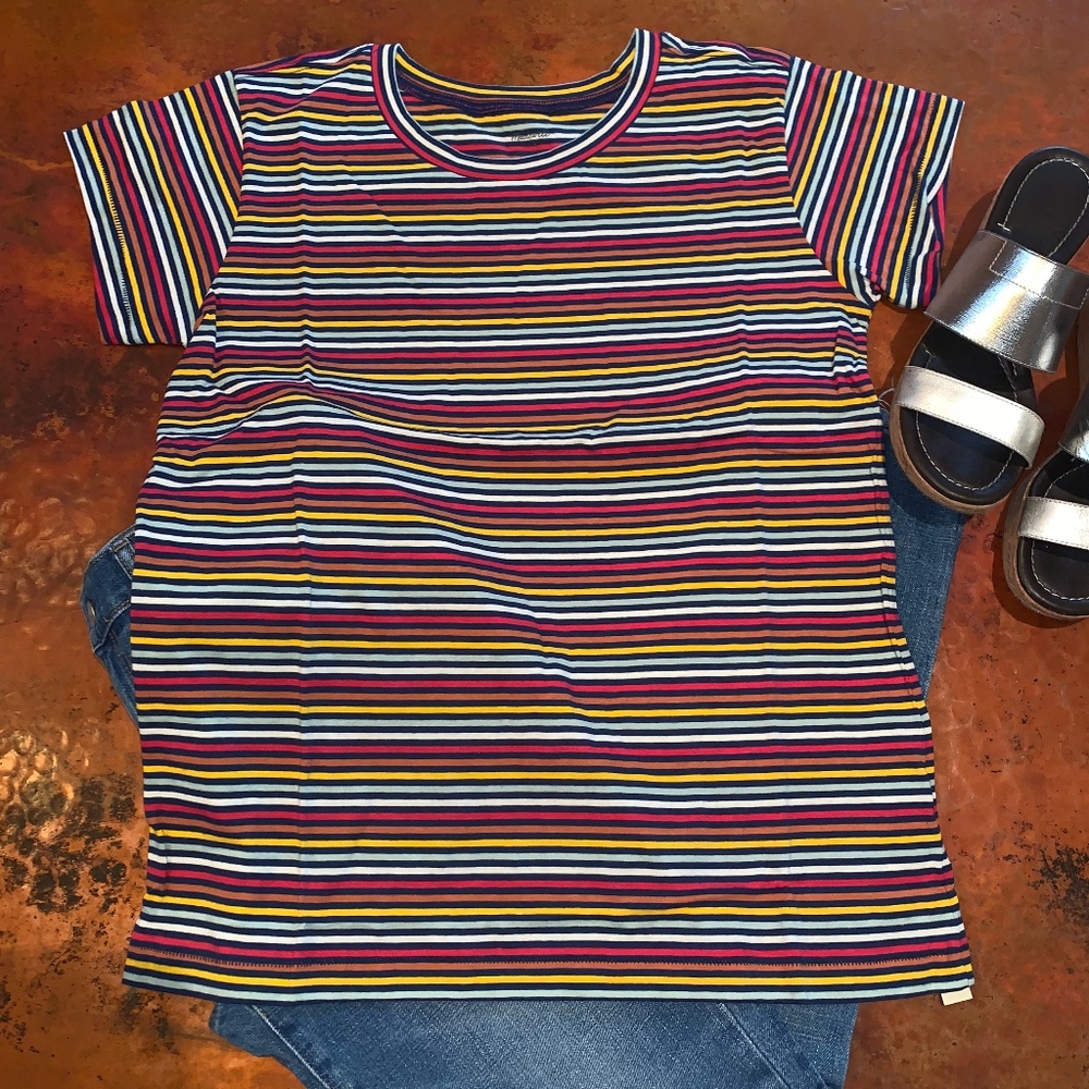 NWT Madewell Tee in Rainbow Stripe - Picture 2 of 5